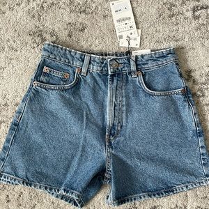 ZARA High-Waisted Denim Mom Short